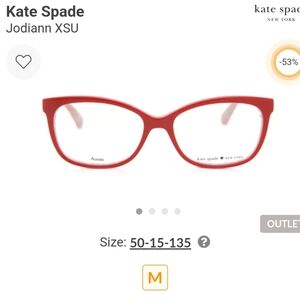 Kate Spade Red Jessalyn Perscription Eye Glasses 140